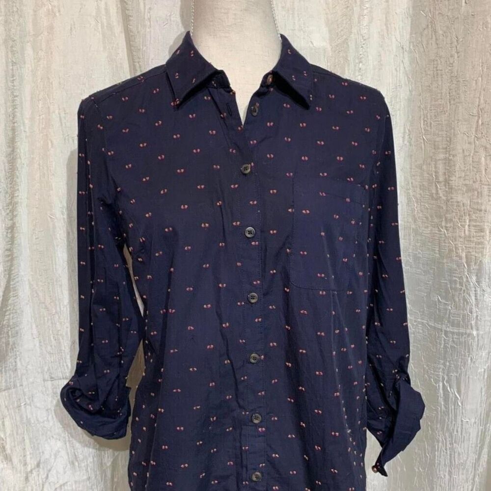Anthropologie Women's Navy and Blue Blouse